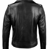 Men's Black Belted Moto Leather Jacket – Genuine Lambskin Biker Style