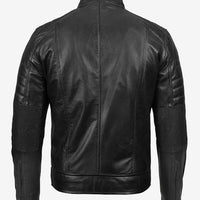 Men’s Black Lambskin Leather Cafe Racer Jacket – Real Leather, Slim Fit Biker Style