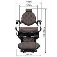 Barber Chair - Vintage Style Brown & Shiny Black Accents Adjustable Headrest & Premium Leather