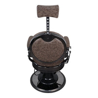 Barber Chair - Vintage Style Brown & Shiny Black Accents Adjustable Headrest & Premium Leather
