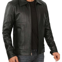 Men's Black Harrington Vintage Leather Jacket – Real Lambskin with Classic Zip Style