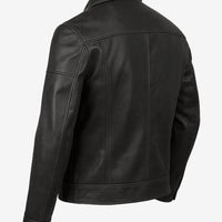 Neville Men’s Black Harrington Leather Jacket – Real Lambskin with Chest Pocket