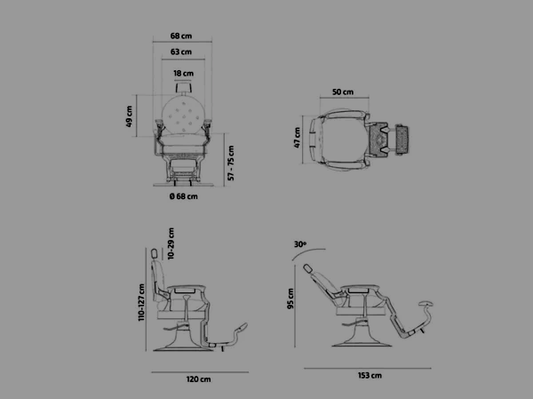 LBB SUPPLY Vintage Full Black Barber Chair – Premium Reclining Salon Chair