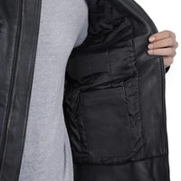 Men's Black Cafe Racer Quilted Leather Jacket – Real Lambskin, Beckham-Inspired Biker Style