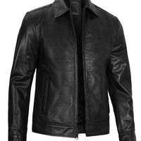 Men’s Black Harrington Classic Leather Jacket – Real Lambskin with Vintage Style