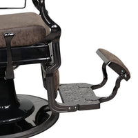 Barber Chair - Vintage Style Brown & Shiny Black Accents Adjustable Headrest & Premium Leather