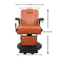 Barber Chair - Retro Camel & Black Accents Adjustable Headrest & Premium Leather