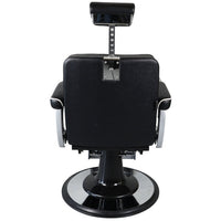 Elegant Black & Silver Barber Chair – Diamond-Stitched Reclining Salon Chair