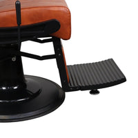 Barber Chair - Retro Camel & Black Accents Adjustable Headrest & Premium Leather