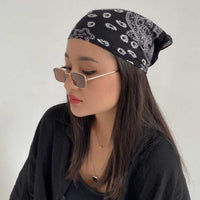 Paisley Bandana Black Scarf – 100% Cotton Headband for Men & Women, 22"x22"