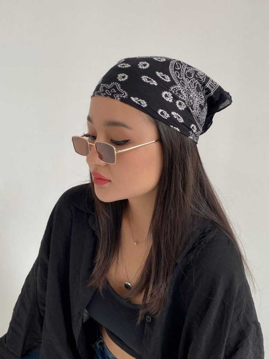 Paisley Bandana Black Scarf – 100% Cotton Headband for Men & Women, 22"x22"