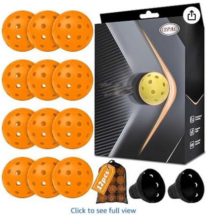 Pickleball-X Performance 12 Pcs Holes Orange Balls – Tournament Grade, Durable One-Piece Construction