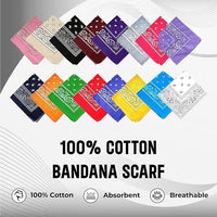 Paisley Bandana Multicolor Unisex Scarf – 100% Cotton Headband for Men & Women, 22"x22"