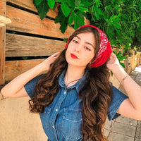 Paisley Bandana Red Scarf – 100% Cotton Headband for Men & Women, 22"x22"
